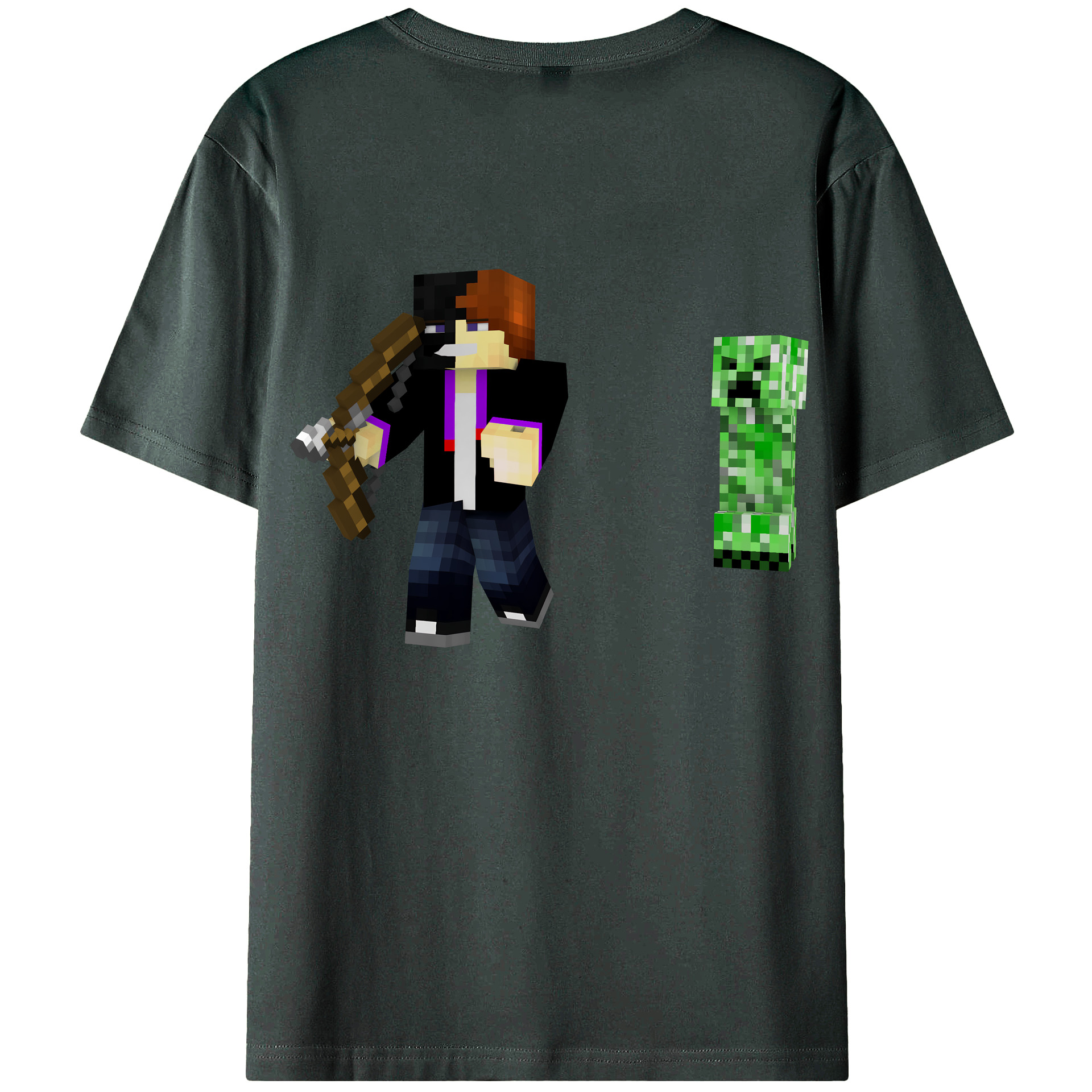 （画像用） マインクラフト ブロックの世界 Minecraft MC Block world 綿100％ メンズ半袖Tシャツ（バックプリント） 通気性